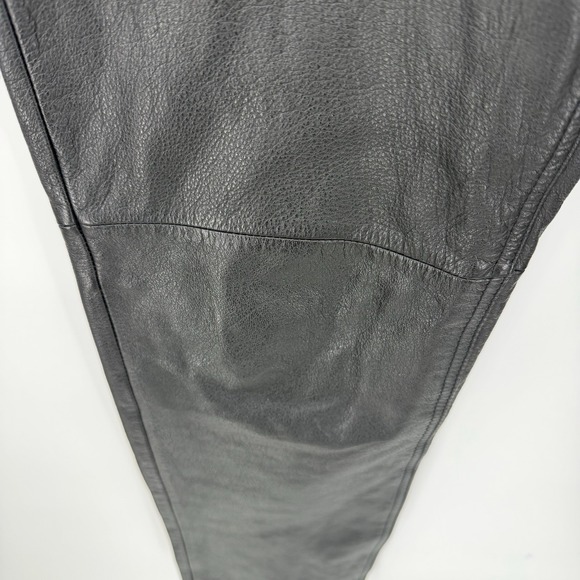 Wilsons Womens 10 Leather Pants VTG 90s Black High Rise Straight Leg Biker Moto - Picture 7 of 9